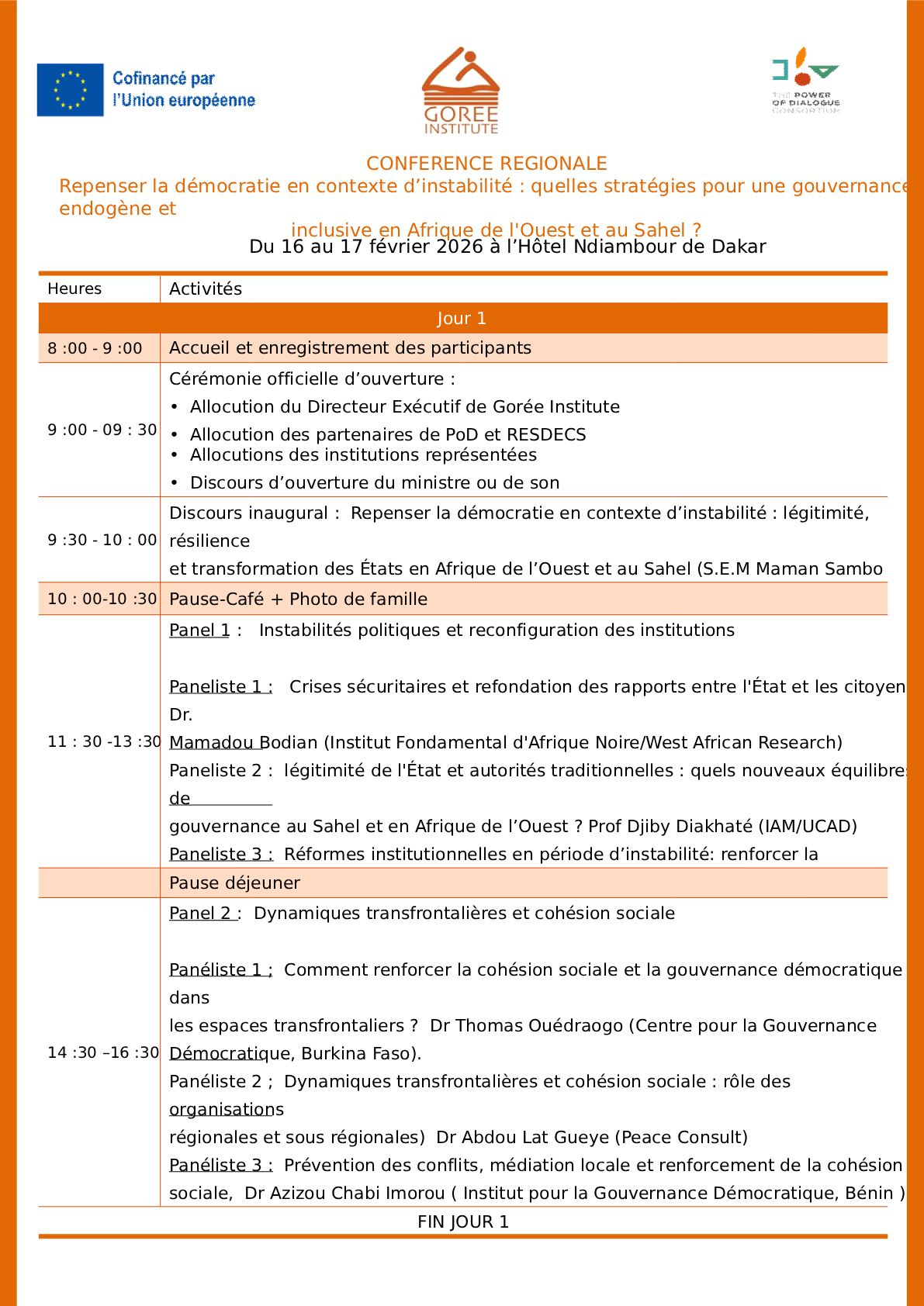 Discours inaugural – Maman S. Sidikou : Repenser la démocratie en période d’instabilité au Sahel et en Afrique de l’Ouest Goree Institute